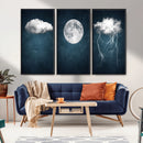 3 Piece Indigo Cloud Wall Art, Thunderstorm Moon Cloud by MyGreatCanvas | Canvas Wall Art Prints | Photo Prints & Wall Decor