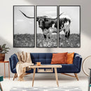 Texas Black White Highland Longhorn Cow Wall Art Canvas by MyGreatCanvas | Canvas Wall Art Prints | Photo Prints & Wall Decor