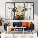 Rustic Longhorn Bull Wall Art Canvas Set – Western-Inspired by MyGreatCanvas | Canvas Wall Art Prints | Photo Prints & Wall Decor