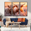 Highland Cows at Sunrise Wall Art Canvas Set – Serene and by MyGreatCanvas | Canvas Wall Art Prints | Photo Prints & Wall Decor