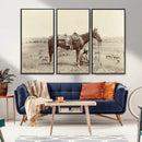 Cowboy Wall Art - Western Horse Canvas Print - Vintage