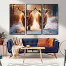 Scottish Highland Cow Horn Farm Wall Art Canvas Print