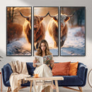 Scottish Highland Cow Horn Farm Wall Art Canvas Print