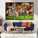 Dogs Playing Pool Canvas Wall Art Funny Gifts Dog Print