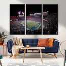 Ben Hill Griffin Stadium Night Game Triple Canvas Wall Art -