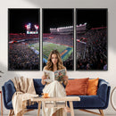 Ben Hill Griffin Stadium Night Game Triple Canvas Wall Art -