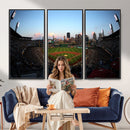 PNC Park Evening Game Triple Canvas Wall Art - Pittsburgh