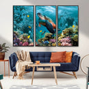Sea Turtle and Coral Reef Triptych Wall Art – Vibrant by MyGreatCanvas | Canvas Wall Art Prints | Photo Prints & Wall Decor