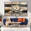 Abstract Lotus Flower Wall Art Canvas Print, Meditation Yoga