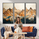 Rustic Wood Mountain Wall Art Print | Triptych Giclee Print