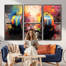 Weightlifting Barbell Art Triptych, Bold Abstract Fitness