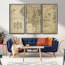 Vintage Middle Earth Map Wall Art Canvas – Lord of the Rings