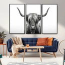 Highland Wall Art Canvas Print – Minimalist Black and White
