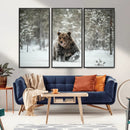 Grizzly Bear Wall Art – Framed Snowy Forest Canvas Artwork, by MyGreatCanvas | Canvas Wall Art Prints | Photo Prints & Wall Decor