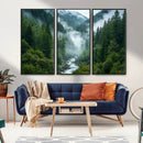 Mountain Forest River Canvas Wall Art Print - Serene Nature