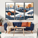 Abstract Winter Landscape Canvas Wall Art Print -  Large