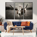 Texas Longhorn Cow Canvas Wall Art Print - Large Rustic