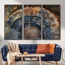Framed Tree Ring Wall Art - Abstract Colorful Tree Ring Wall
