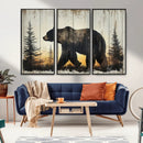 Vintage Bear Wall Art Canvas Print for Farmhouse - Mountain