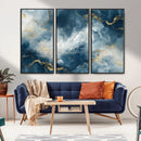 Large Abstract Print - Luxe Blue and Gold Abstract Canvas