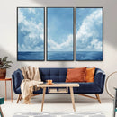 Abstract Ocean Print Artwork- Serene Blue Ocean Canvas Wall