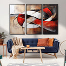 Abstract Wall Art - Modern Red and White Canvas Wall Art