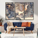 Abstract Blue and Gold Wall Art - Fluid Ink Artwork - Modern