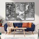Black White Abstract Canvas Wall Art - Fluid Ink Artwork -