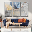Large Abstract Blue and Gold Canvas Wall Art | Fluid Ink