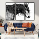 Majestic Horse Wall Art – Framed Black White Portrait Canvas by MyGreatCanvas | Canvas Wall Art Prints | Photo Prints & Wall Decor