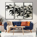 Abstract Horse Wall Art Canvas Print - Dynamic Black Ink