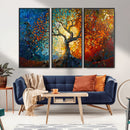 Yggdrasil Tree of Life Mosaic Stained Glass Wall Art Canvas,