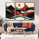 Western Wall Decor - Large Triptych Mountain Canvas - Boho