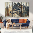 Rustic Wolf Wall Art Canvas Print – Vintage Woodland