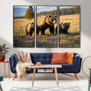 Grizzly Bear Family Wall Art Canvas Print – Majestic