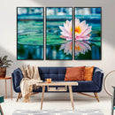 Lotus Flower Wall Art Canvas Print, Water Lily Large Wall