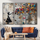 Butterfly Girl Wall Art – Vibrant Street Style Canvas Print,