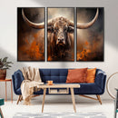 Highland Bull Canvas Abstract Canvas Wall Art Print –