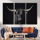 Majestic Longhorn Bull Wall Art Canvas Print – Dark by MyGreatCanvas | Canvas Wall Art Prints | Photo Prints & Wall Decor