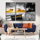 Yellow Rowboat Wall Art – Framed Tropical Shoreline Canvas by MyGreatCanvas | Canvas Wall Art Prints | Photo Prints & Wall Decor