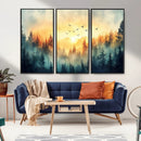 Sunrise Forest Wall Art – Framed Misty Pines Canvas Artwork by MyGreatCanvas | Canvas Wall Art Prints | Photo Prints & Wall Decor