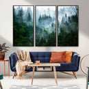 Misty Forest Wall Art Canvas Print – Framed Foggy Mountain