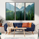 Misty Forest Mountain Wall Art Canvas Print – Framed Serene