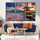 Mount Fuji Cherry Blossom Wall Art Canvas Print – Framed