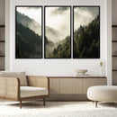 Misty Valley Wall Art Canvas Print – Foggy Forest Pine Trees