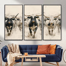 Texas Longhorn Wall Art – Framed Cattle Walking Canvas by MyGreatCanvas | Canvas Wall Art Prints | Photo Prints & Wall Decor