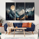 Moonlit Mountain Wall Art Canvas Print – Silhouetted Pines