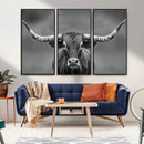 Texas Longhorn Wall Art Canvas Print – Framed Western Bull