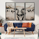 Texas Longhorn Wall Art Canvas Print – Framed Speckled Bull