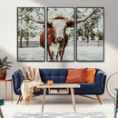 Texas Longhorn Wall Art Canvas Print – Framed Spotted Bull